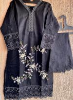 Organza Black Traditional Wear Embroidery Work Readymade Pakistani Suit